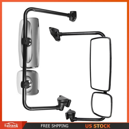 LH+RH Heated Chrome Mirrors Complete For 2003-16 Freightliner M2 Columbia M2