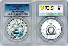 2026 Niue 1 1oz Silver Mermaid Rev PR70 PCGS Teal Tail