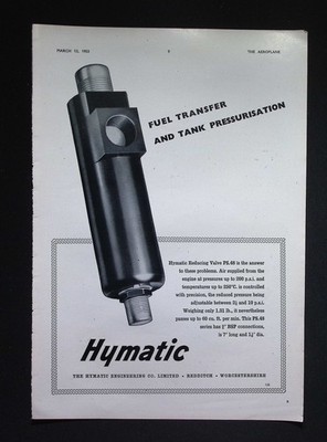 Original 1953 Reklame Hymatic Kraftstoff Umschaltventil Technik