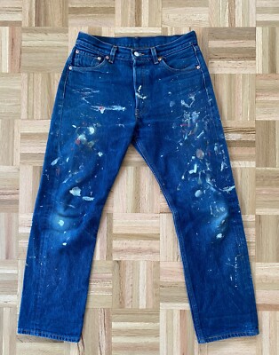 Vintage Paint Splattered Levis 501 Red Tab Size 31x30 Levis Shrink To Fit LVC 