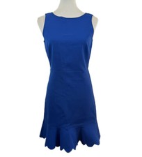 J. Crew Royal Blue A-Line Dress Scalloped Hem Low Back Sleeveless Size 4