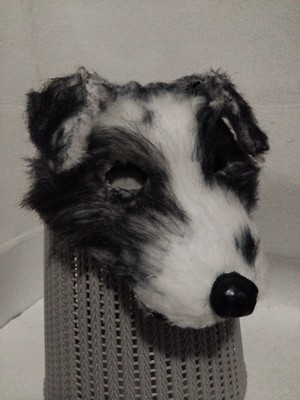Pelzige Border Collie Therian Maske mit: Tonnase, Filz am Rücken und flauschigem Fell!