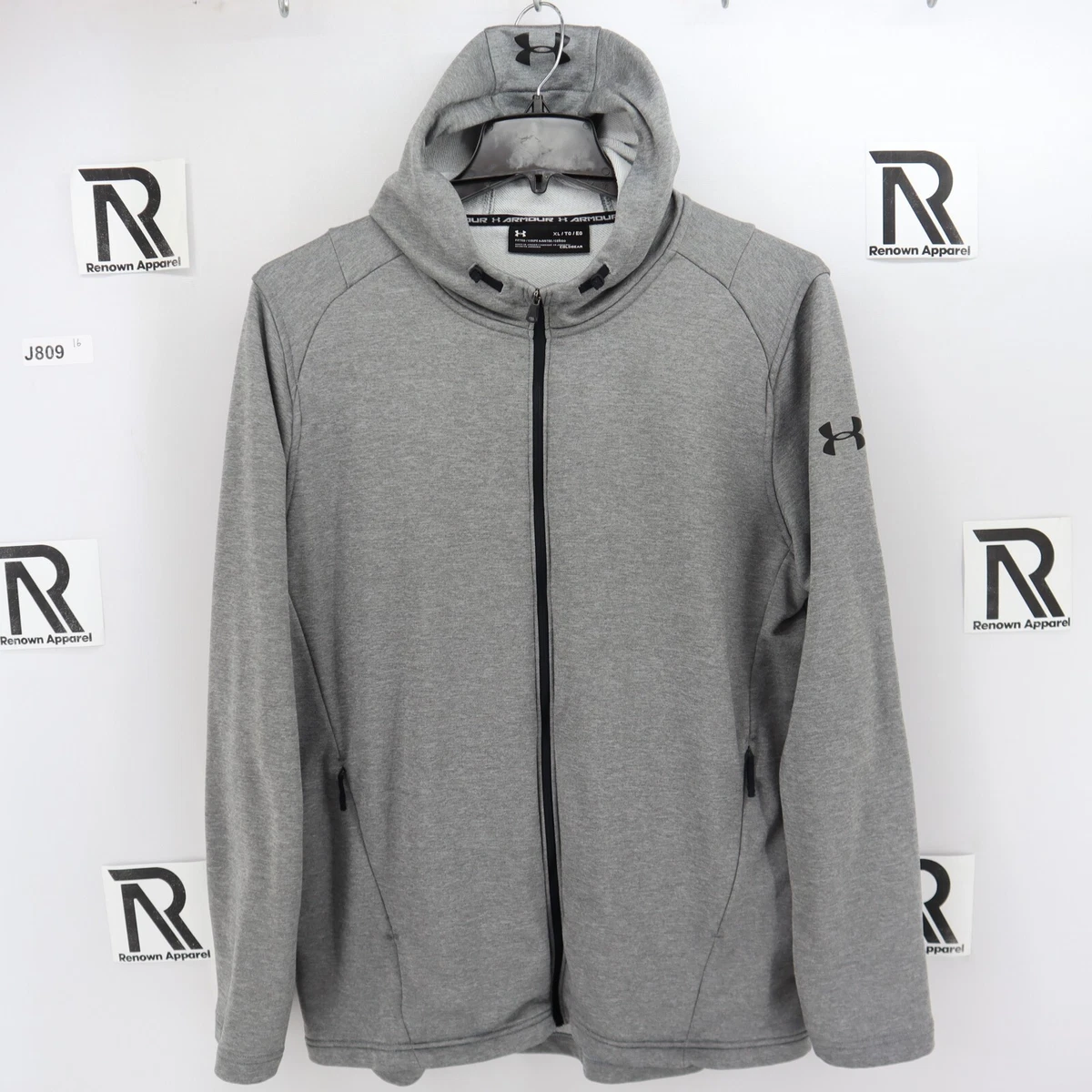 Mens UA Under Armour Coldgear Fitted Hoodie Sweat Shirt Full Zip Jacket  Size XL | eBay