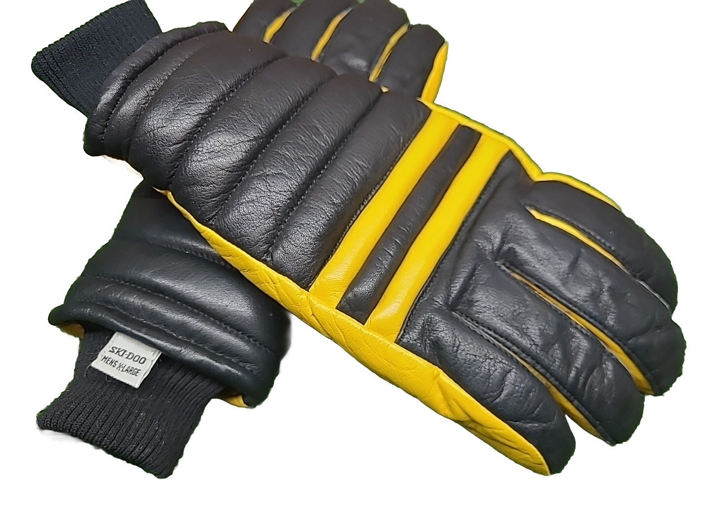 Vintage Skidoo Snowmobile Gloves Men’s XL Black/Yellow Leather Blue