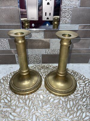 Vintage Pair Art Deco Candlestick holder Brass