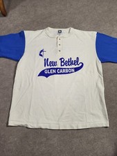 Vintage Single Stitch Church Baseball Shirt Size L cotton Deluxe Tag made in usa