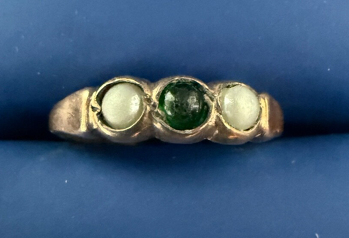 Antique Emerald and Pearl Ring Size 2