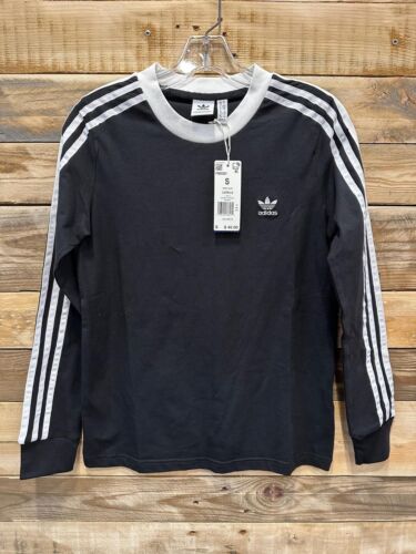 Adidas Women's 3-Stripes Long Sleeve T-Shirt Cotton (Black, S) (FM3301) SH(S13T) - 第 1/2 張圖片