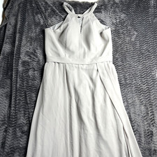 Azazie bridesmaid long Silver dress