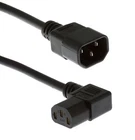 Power Extension Cable IEC C14 Male Plug to IEC C13 Female Right Angle Black 2m