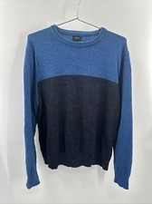 J Crew Mens Size L Knit Crew Neck Pullover Sweater Wool Cotton Blend Navy Blue