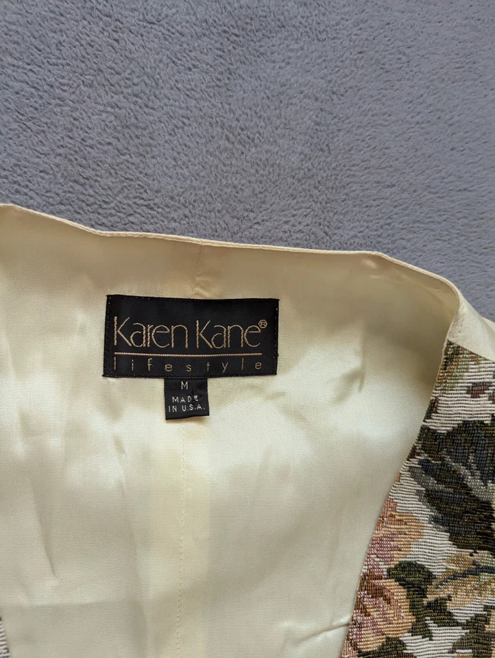 Colete Vintage Karen Kane Padrão Floral Feminino Tamanho M Fabricado nos EUA - Imagem 2 de 4