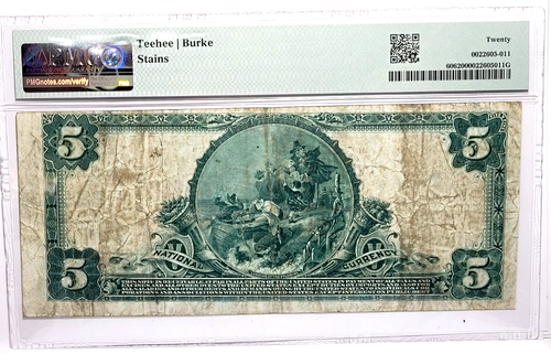1902 $5 Dollar American National Of Richmond Virginia PMG VF 20 FR# 606 - Picture 4 of 5