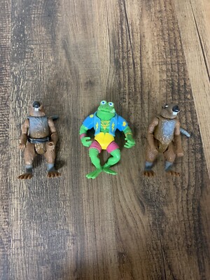 Vintage TMNT Ninja Turtles Figures - 1 FROG 1989 + 2 Splinters