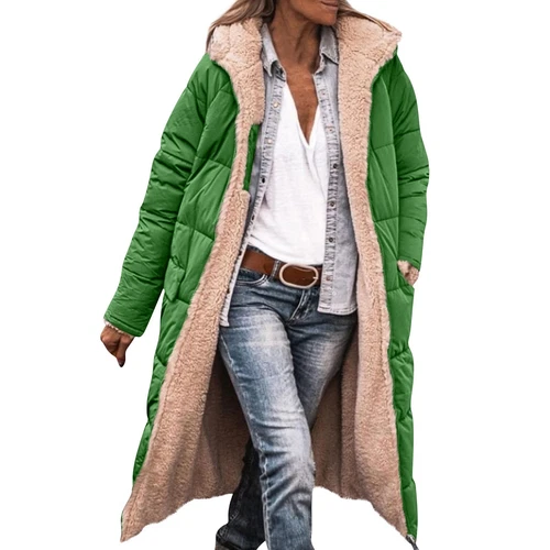 Damen Winter Lange Mäntel Trendy Jacke Sherpa Fleece Gefüttert Daunenmantel - Bild 62 von 97