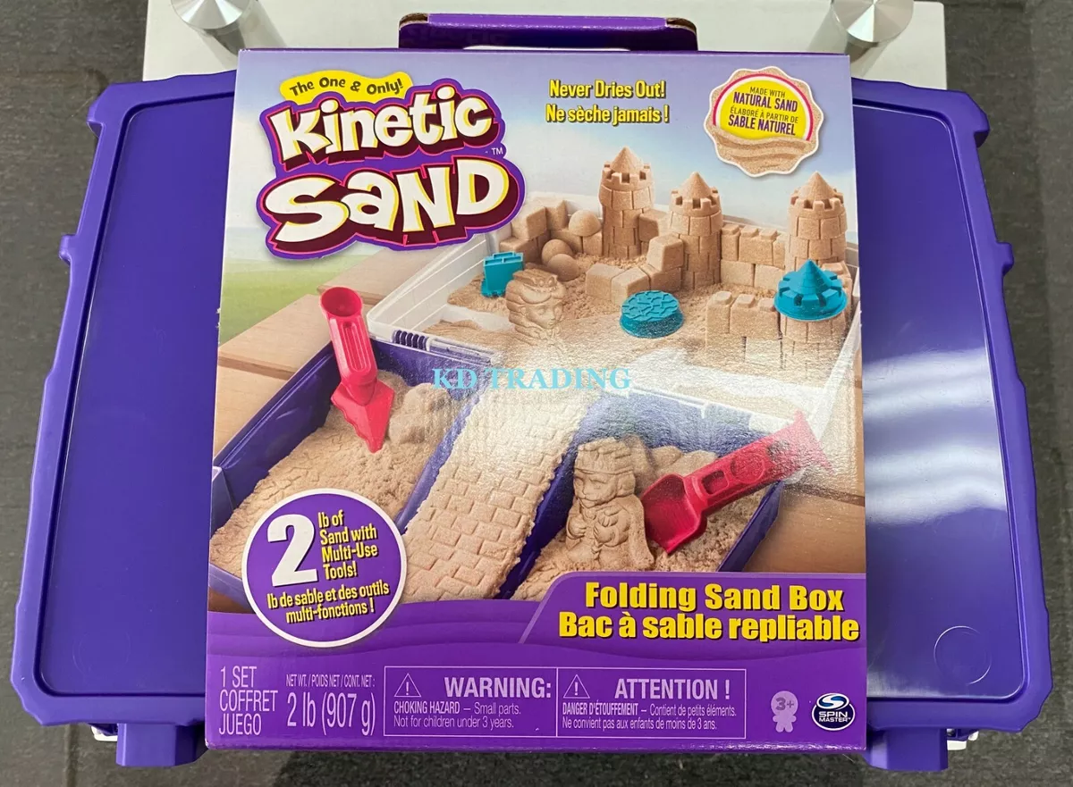 Kinetic Sand, Beach Day Fun Playset with Castle Molds, Tools, and