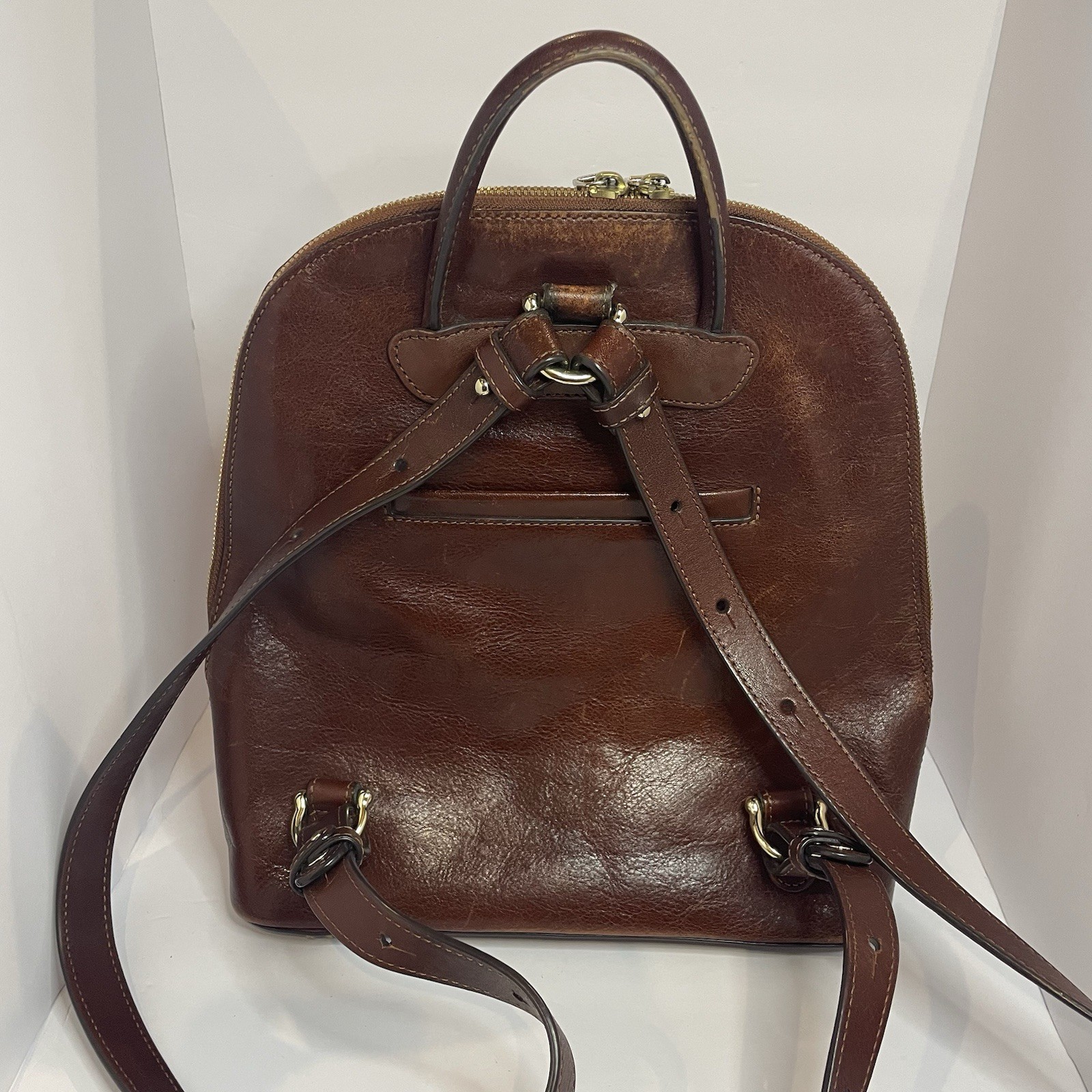 Brahmin Leather Backpack Purse Solid Brown Adjust… - image 4