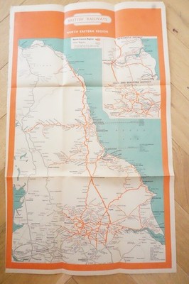 1960 British Rail North Eastern Region Passenger Network Railway Map 