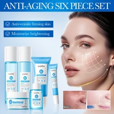 Hyaluronic Acid Anti-Wrinkle Skincare Set 6pcs Hydrating Repair Lotion Cleanser