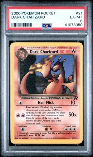 2000 POKEMON ROCKET #21 DARK CHARIZARD PSA 6