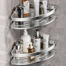 2Pcs Organiser Storage Rack Corner Shower Caddy Self Adhesive Bathroom Shelf NEW