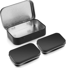 3Pcs Rectangular Small Tins with Lids Tin Boxes Tins Container Metal Empty Hinge