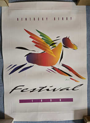 Okiru daby リズム rhythm レトロ レア 希少 競馬 Derby RARE* 1996 Kentucky Derby Festival Poster 34 x 24, Signed