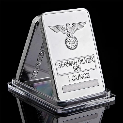 German Eagle Iron Cross 1oz .999 Silver Alloy Proof Bar In Capsule