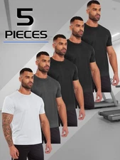 5X MEETHOO Men Running T-Shirt Quick Dry Workout Hiking Swim Outdoor Fitness Tee