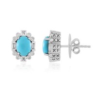 Cavill Silberohrringe Damen 2,17Ct TüRkis Oval 925 Sterling Rhodiniert