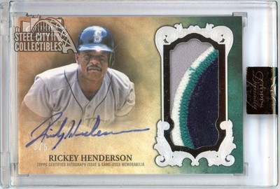 Rickey Henderson 2021 Dynasty Dynastic Deed Patch Autograph Card #DAP-RH1 3/5