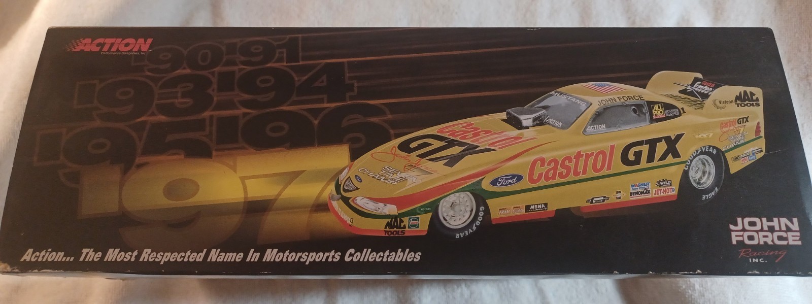 21998 JOHN FORCE RACING CASTROL GTX MUSTANG FUNNY CAR BY ACTION COLLECTABLES