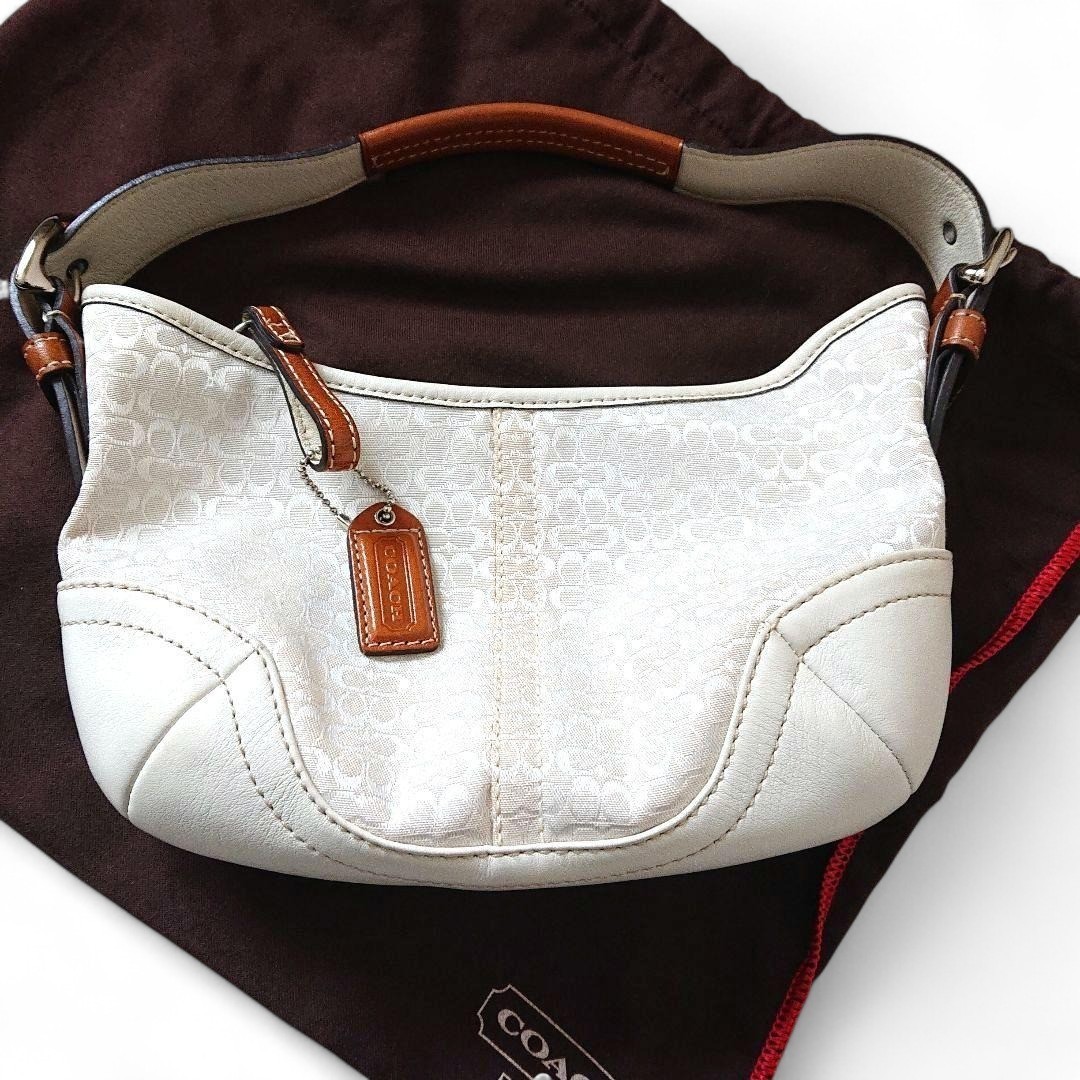COACH シグネチャー ワンショルダーバッグ 6351　Y2K　ホーボー Vintage Y2K Coach 6351 Small White Signature Hobo Bag Small