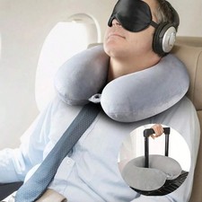 Memory Foam U Shaped Travel Sleep Pillow Head Back Neck Support Cushion Black