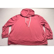 Under Armour Womens 2X Pink Rival Terry Pullover Hoodie Loose Fit Sweatshirt
