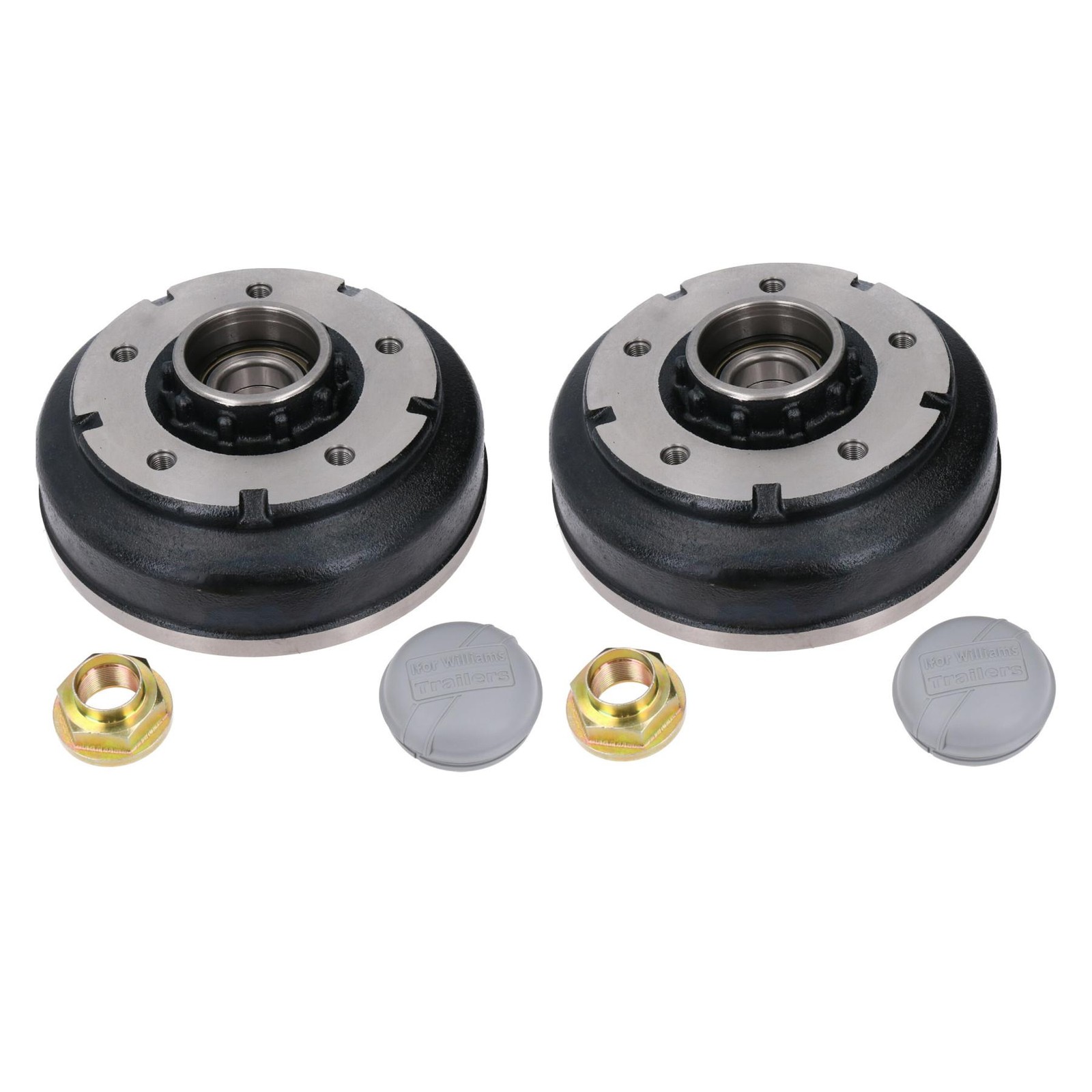 2pk 250 x 40mm Brake Drums & Bearings for Ifor Williams Trailer 5 Stud 6.5"" PCD