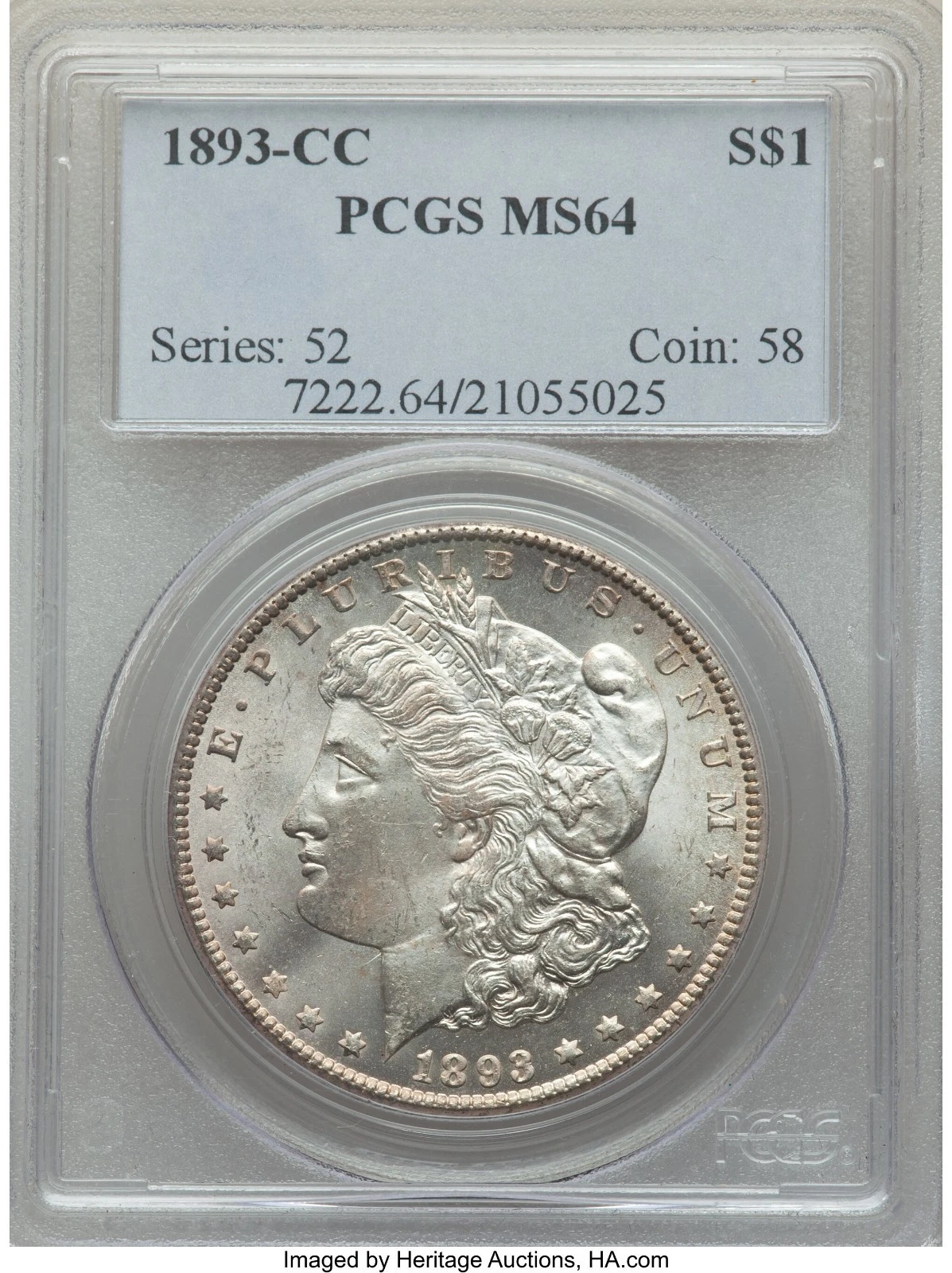 1893-CC Morgan Silver Dollar PCGS MS64 Very Clean Coin GEM Eye Appeal Key Date