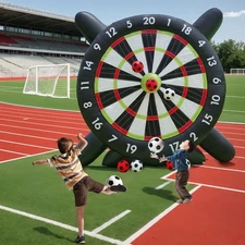 10ft Outdoor Inflatable Soccer Golf Darts Board + 8 Soccer Balls Buildin Blower