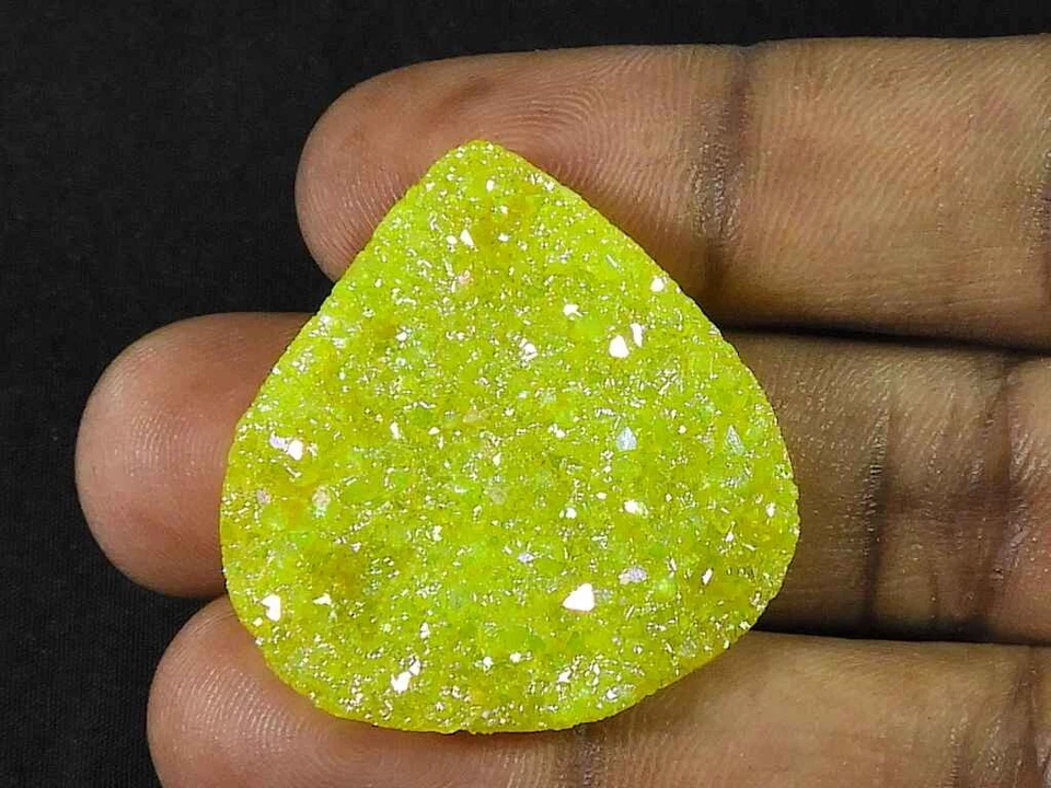 Piedra preciosa suelta de curación de pera ágata druzy azúcar amarilla 32X32X06MM 33 quilates Foto 3 de 4