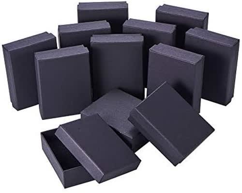 Nbeads 12 StüCk Karton Schmuck Box , Rechteck Schwarz Pappschachteln (9X7X3Cm)-image