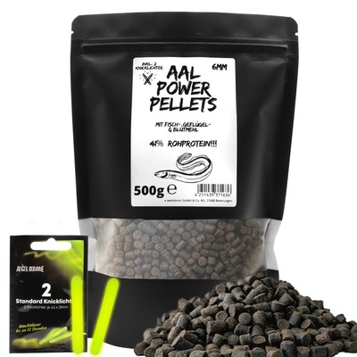 Aal Power Pellets inkl. Knicklichter Lockstoff für Aale Aalangeln Lockfutter
