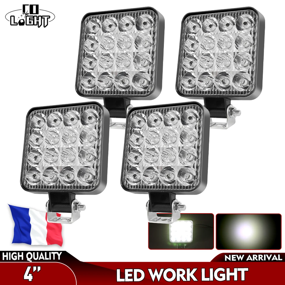 4x Rampe LED offroad – Phare de travail 12V, spot tout-terrain pour auto et 4x4 - Photo 1/4