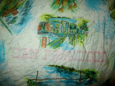 Vintage San Francisco Tourist Scarf Square Large Silk Pastel Souvenir