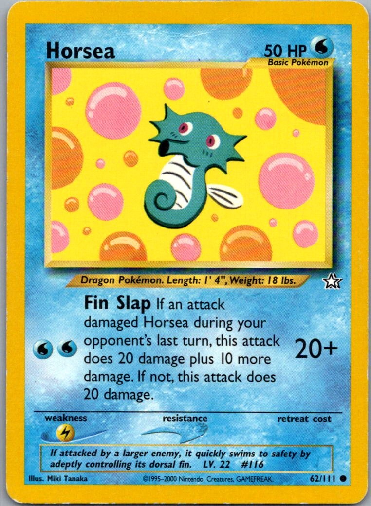 Horsea 62/111 Common Neo Genesis Pokemon Heavily Played