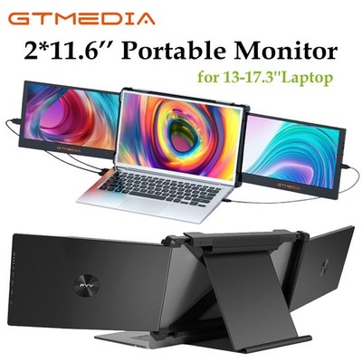 Portable Dual Monitor Screen Tri-Screen 60Hz 1080P Extender for 13-17.3'' Laptop
