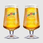 2x San Miguel Especial One Pint 20oz Nucleated Goblet Beer Glass NEW 2022 M22