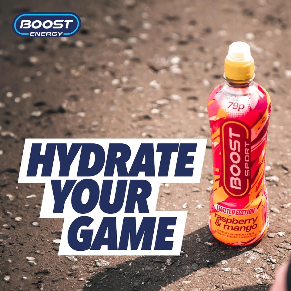 Boost Sports Drinks Raspberry & Mango 12 Isotonic Drink with Vitamin ...