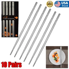 20PCS Stainless Steel Chopsticks Lightweight Spiral Chopsticks Set can be Reused