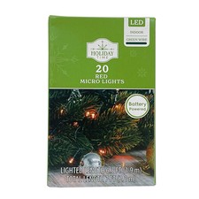 New 20-Count Battery-Operated LED Micro Christmas String Lights, Red, 6.3'