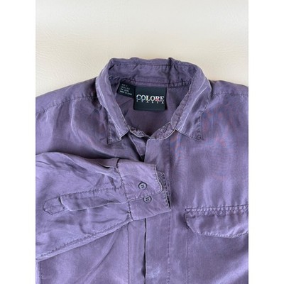 Minimalist Silk Button Down Shirt Flap Pockets Small Colore Italia